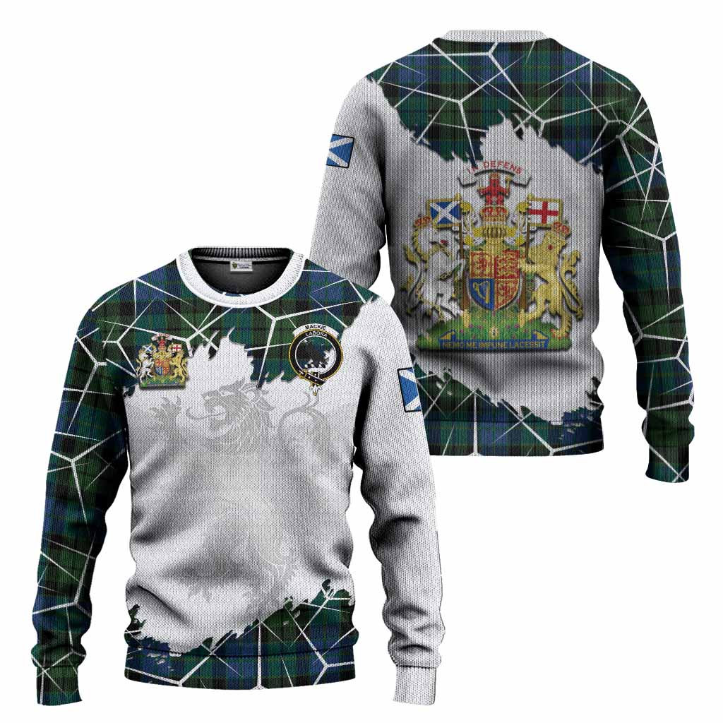 MacKie (McKie) Tartan Knitted Sweater with Family Crest and Lion Rampant Grunge Style
