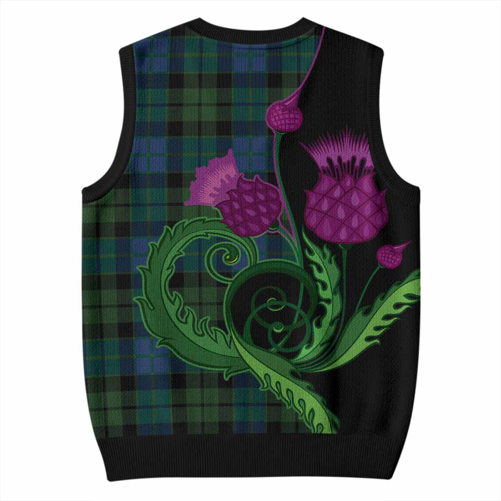 MacKie (McKie) Tartan Knitted V-Neck Vest Traditional Scottish Thistle