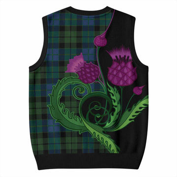 MacKie (McKie) Tartan Knitted V-Neck Vest Traditional Scottish Thistle