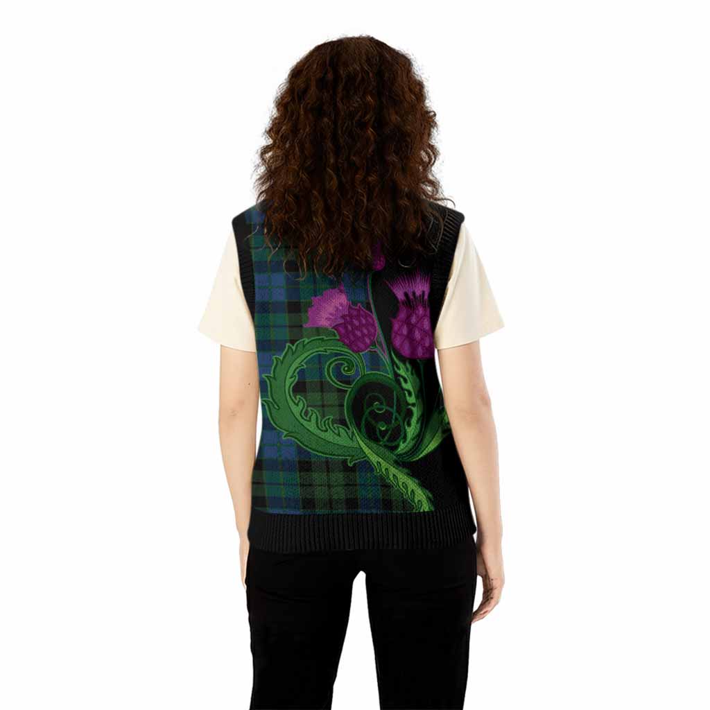 MacKie (McKie) Tartan Knitted V-Neck Vest Traditional Scottish Thistle