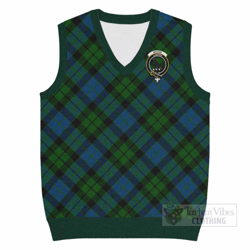 MacKie (McKie) Tartan Knitted V-Neck Vest with Family Crest Cross Style