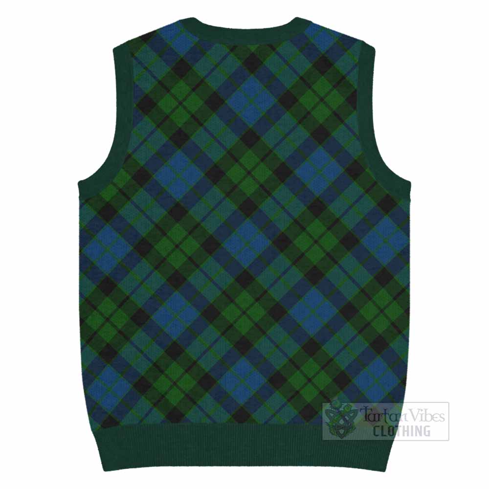MacKie (McKie) Tartan Knitted V-Neck Vest with Family Crest Cross Style