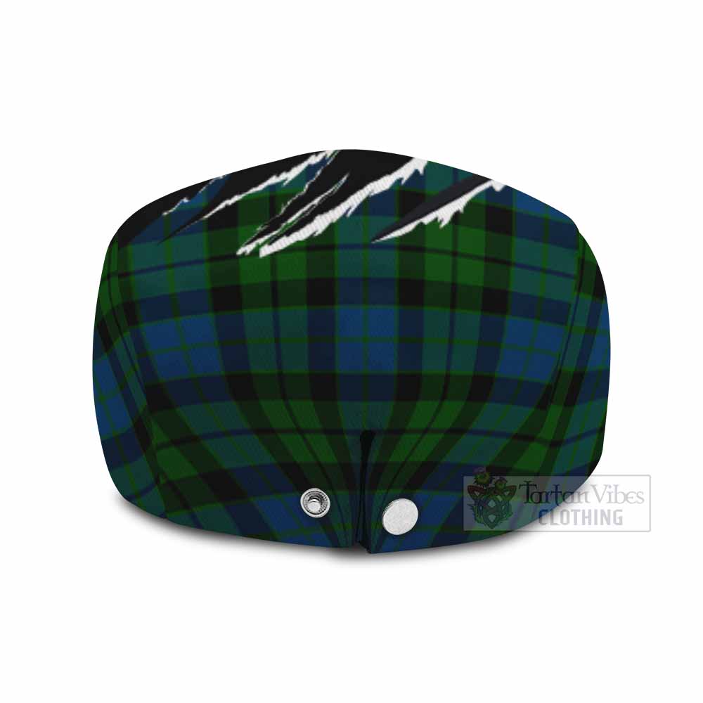 MacKie (McKie) Tartan Loch Ness Monster Flat Cap, Jeff Cap Celtic Knot Nessie Art