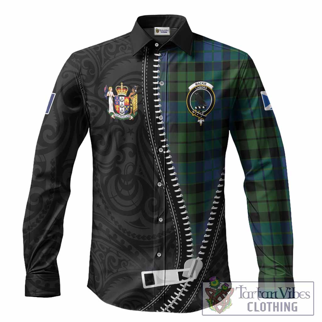 MacKie (McKie) Tartan Long Sleeve Button Shirts New Zealand Pattern Unique Zipper Stylized