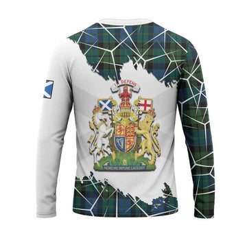 MacKie (McKie) Tartan Long Sleeve T-Shirt with Family Crest and Lion Rampant Grunge Style