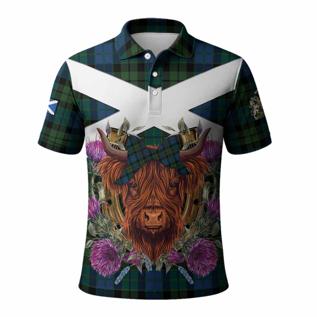 MacKie (McKie) Tartan Polo Shirt Scottish Thistle Heilan Coo