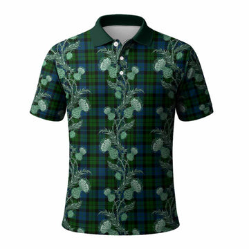 MacKie (McKie) Tartan Polo Shirt Seamless Scottish Thistle Flowers