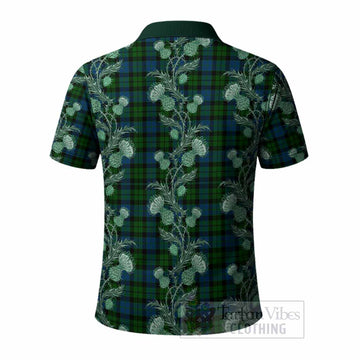 MacKie (McKie) Tartan Polo Shirt Seamless Scottish Thistle Flowers