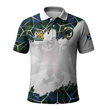 MacKie (McKie) Tartan Polo Shirt with Family Crest and Lion Rampant Grunge Style
