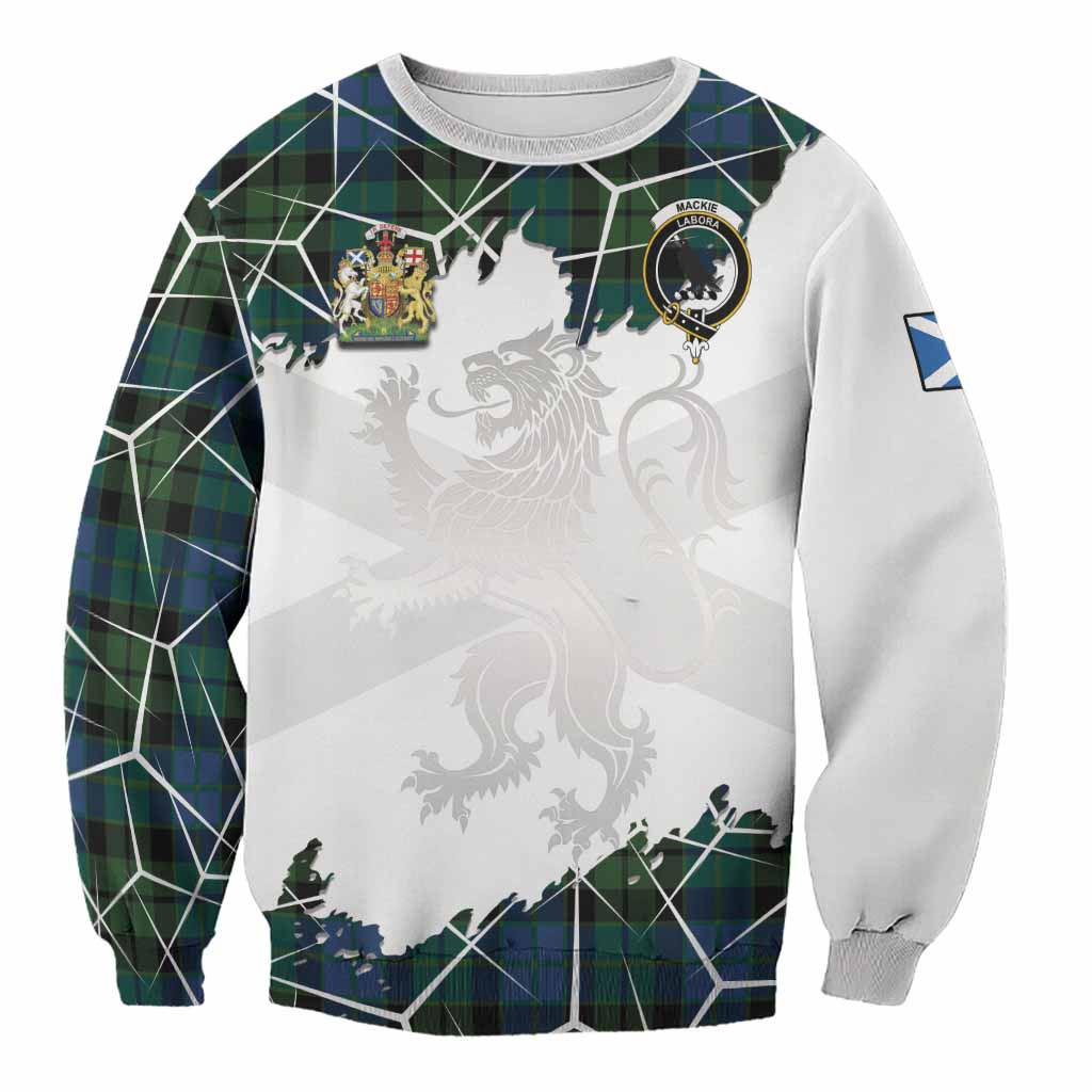 MacKie (McKie) Tartan Sweatshirt with Family Crest and Lion Rampant Grunge Style