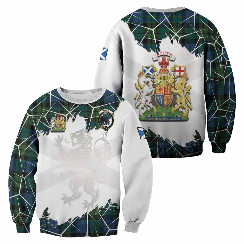MacKie (McKie) Tartan Sweatshirt with Family Crest and Lion Rampant Grunge Style