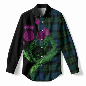MacKie (McKie) Tartan Women Casual Shirt Traditional Scottish Thistle