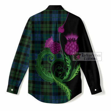MacKie (McKie) Tartan Women Casual Shirt Traditional Scottish Thistle