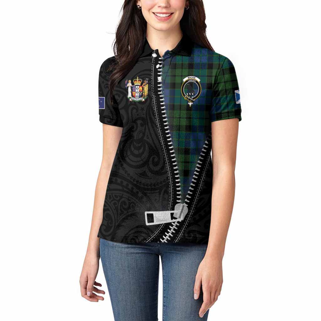 MacKie (McKie) Tartan Women Polo Shirt New Zealand Pattern Unique Zipper Stylized