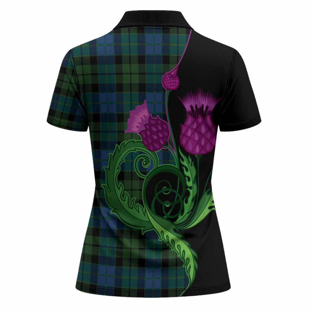 MacKie (McKie) Tartan Women Polo Shirt Traditional Scottish Thistle