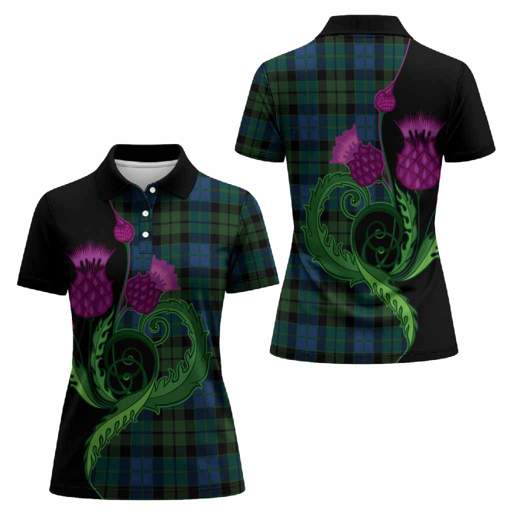 MacKie (McKie) Tartan Women Polo Shirt Traditional Scottish Thistle
