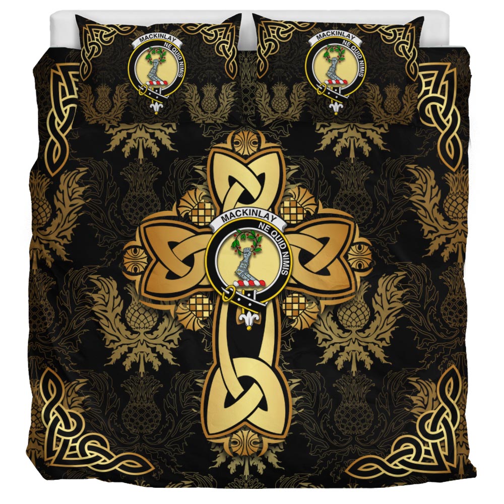MacKinlay Clan Bedding Sets Gold Thistle Celtic Style - Tartanvibesclothing