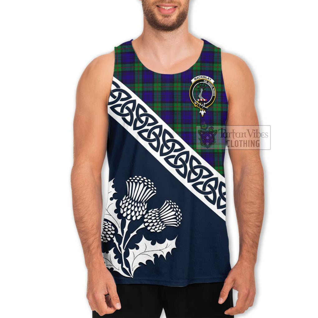 Tartan Vibes Clothing MacKinlay (McKinlay) Tartan Men's Tank Top Featuring Thistle and Scotland Map