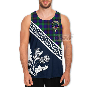 Tartan Vibes Clothing MacKinlay (McKinlay) Tartan Men's Tank Top Featuring Thistle and Scotland Map