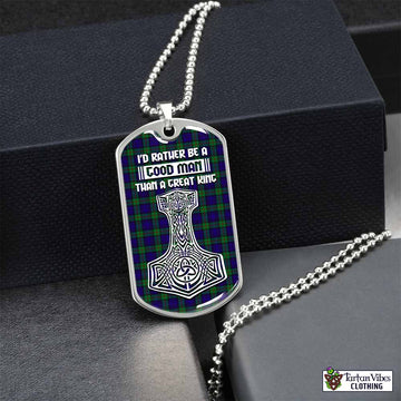 Tartan Vibes Clothing MacKinlay (McKinlay) Tartan Dog Tag Necklace Viking Mjolnir Style