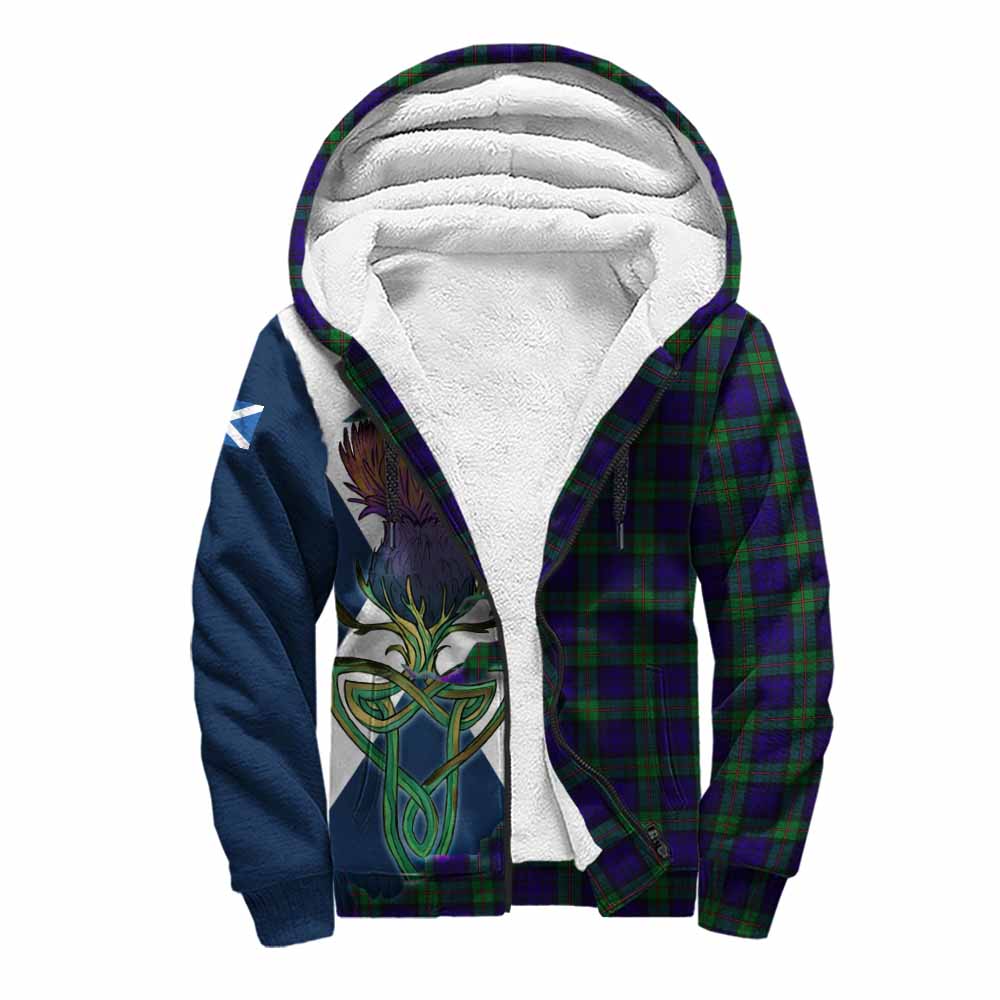 Tartan Vibes Clothing MacKinlay (McKinlay) Tartan Family Crest Sherpa Hoodie Scottish Thistle Celtic Inspired