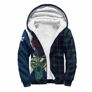 Tartan Vibes Clothing MacKinlay (McKinlay) Tartan Family Crest Sherpa Hoodie Scottish Thistle Celtic Inspired