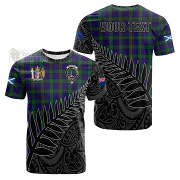 MacKinlay (McKinlay) Crest Tartan Cotton T-shirt with New Zealand Silver Fern Half Style