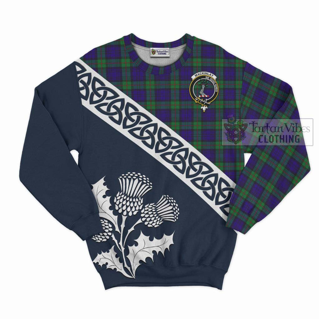 Tartan Vibes Clothing MacKinlay (McKinlay) Tartan Sweatshirt Featuring Thistle and Scotland Map