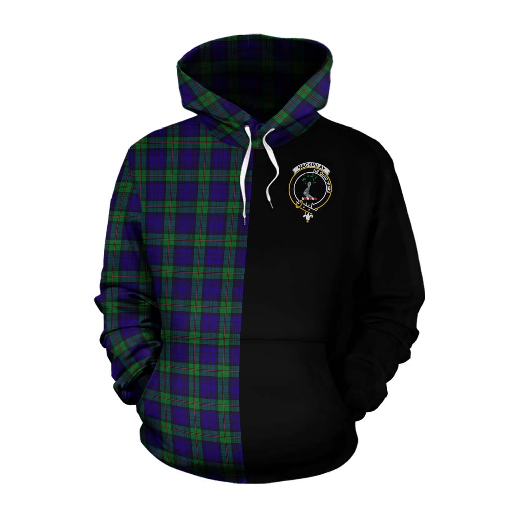 Tartan Vibes Clothing MacKinlay (McKinlay) Tartan Cotton Hoodie with Family Crest and Half Of Me Style