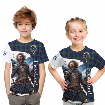 Tartan Vibes Clothing MacKinlay (McKinlay) Crest Tartan Kid T-Shirt Inspired by the Freedom of Scottish Warrior
