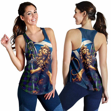 Tartan Vibes Clothing MacKinlay (McKinlay) Tartan Family Crest Women's Racerback Tanks with Scottish Majestic Lion