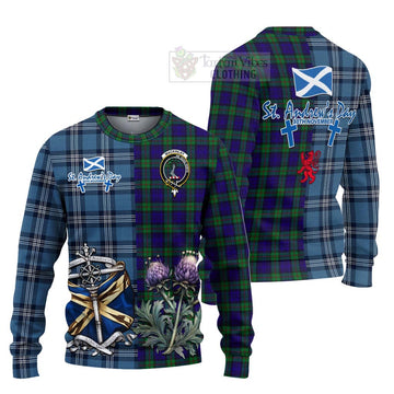 Tartan Vibes Clothing MacKinlay (McKinlay) Tartan Knitted Sweater Happy St. Andrew's Day Half Tartan Style
