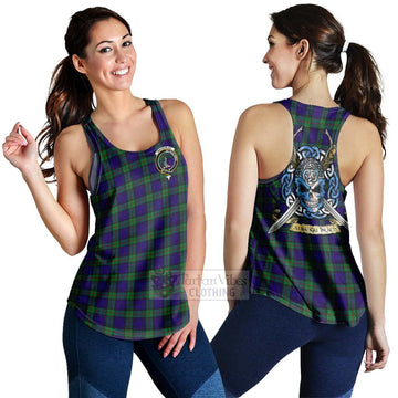 Tartan Vibes Clothing MacKinlay (McKinlay) Tartan Women's Racerback Tanks with Family Crest Celtic Skull Style