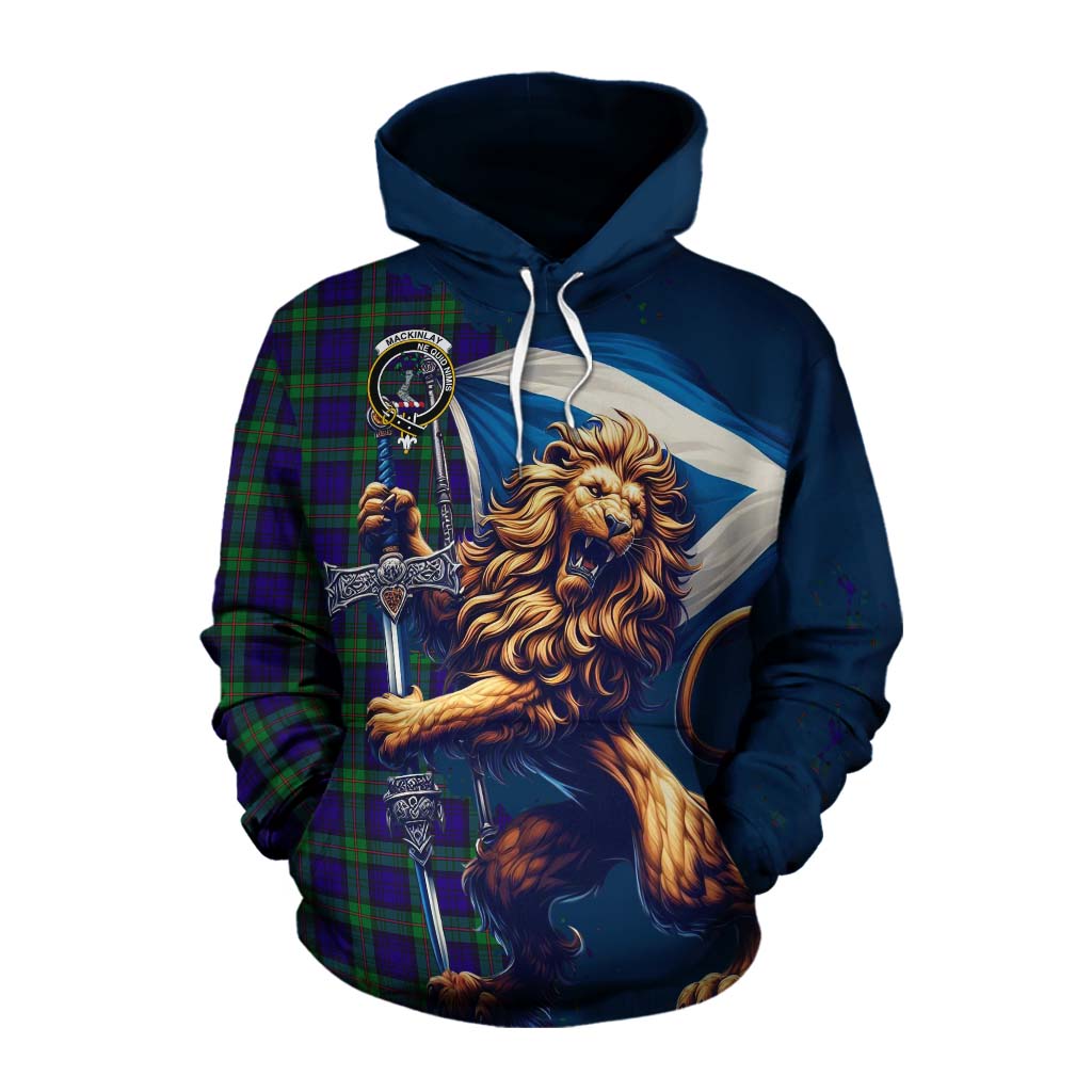 Tartan Vibes Clothing MacKinlay (McKinlay) Tartan Family Crest Cotton Hoodie with Scottish Majestic Lion