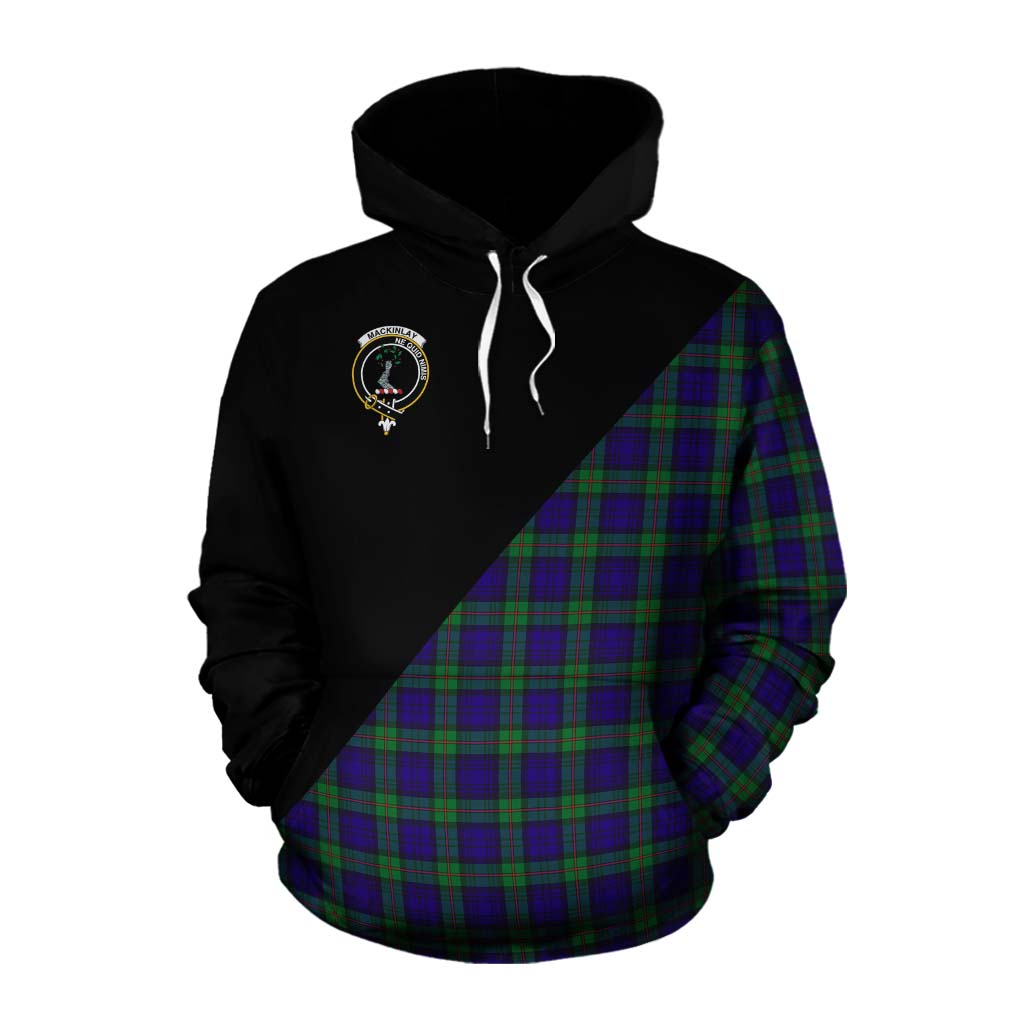 Tartan Vibes Clothing MacKinlay (McKinlay) Tartan Cotton Hoodie with Family Crest and Military Logo Style