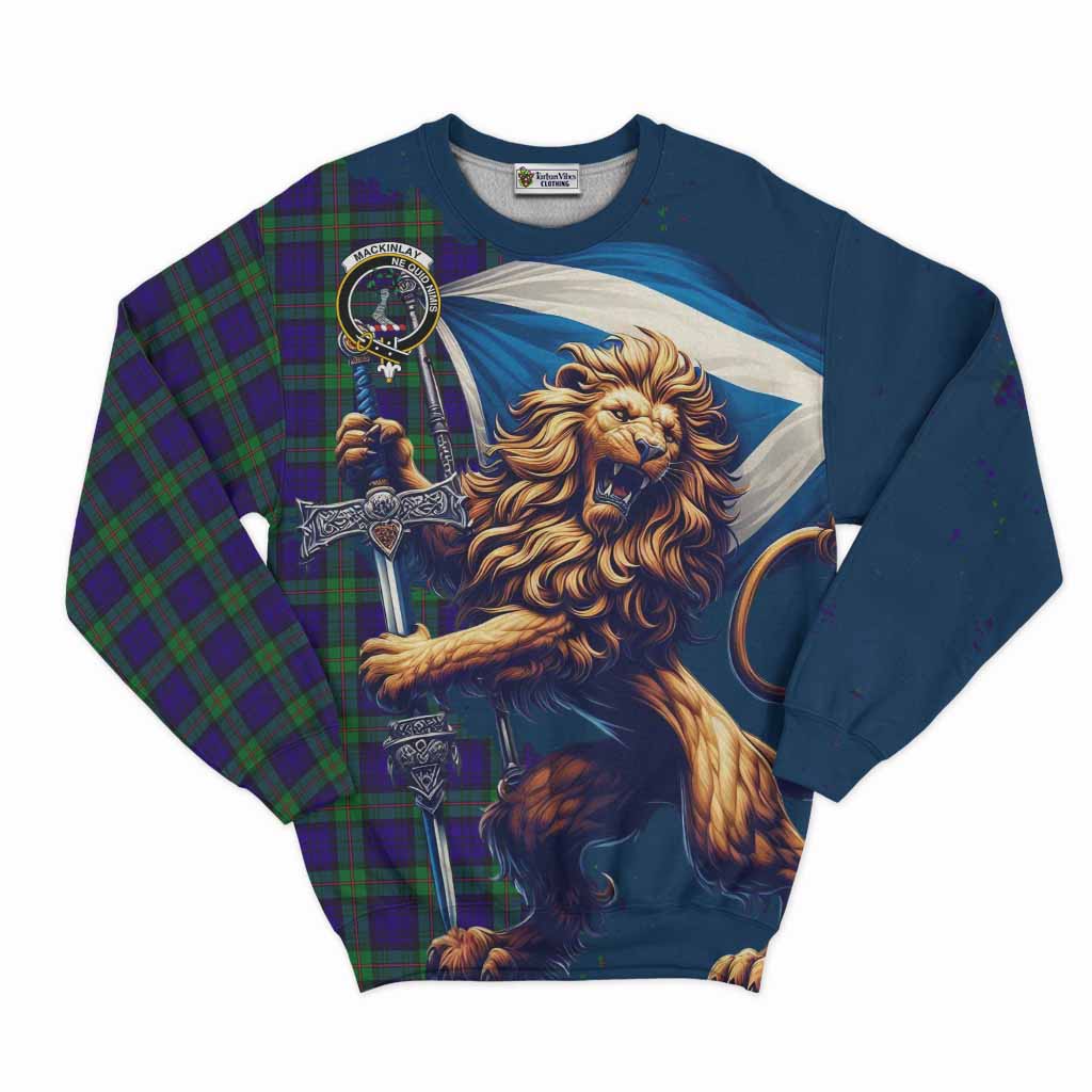 Tartan Vibes Clothing MacKinlay (McKinlay) Tartan Family Crest Sweatshirt with Scottish Majestic Lion
