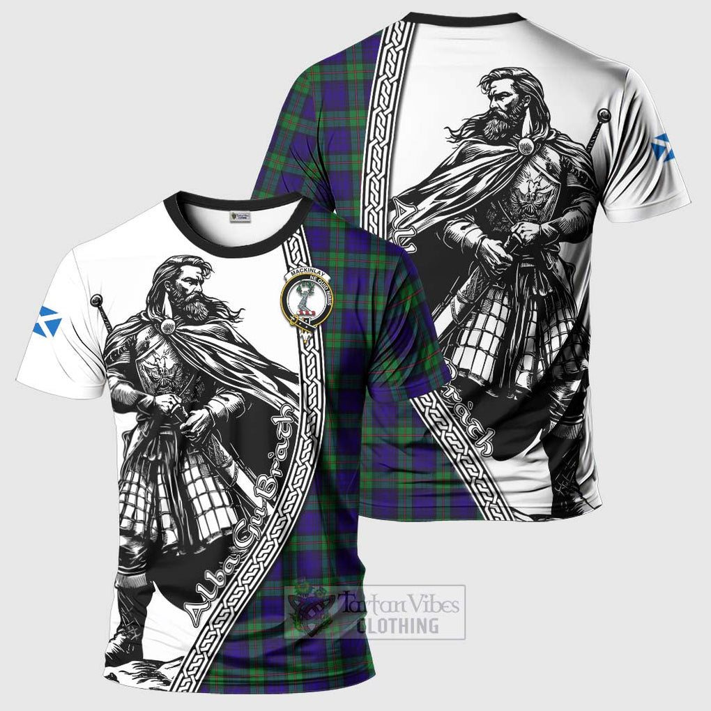 Tartan Vibes Clothing MacKinlay (McKinlay) Tartan Clan Crest T-Shirt with Highlander Warrior Celtic Style