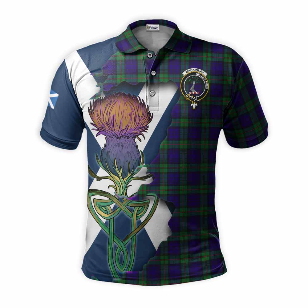 Tartan Vibes Clothing MacKinlay (McKinlay) Tartan Family Crest Polo Shirt Scottish Thistle Celtic Inspired