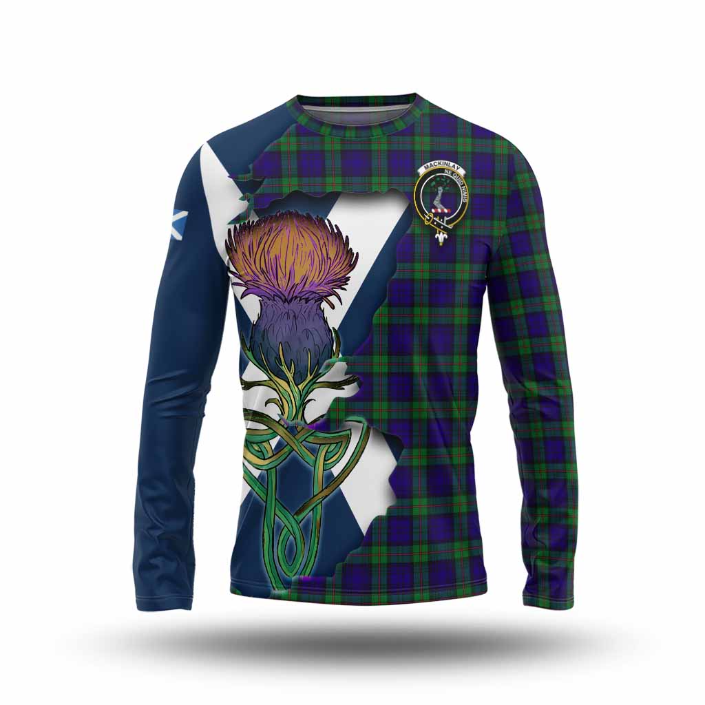 Tartan Vibes Clothing MacKinlay (McKinlay) Tartan Family Crest Long Sleeve T-Shirt Scottish Thistle Celtic Inspired