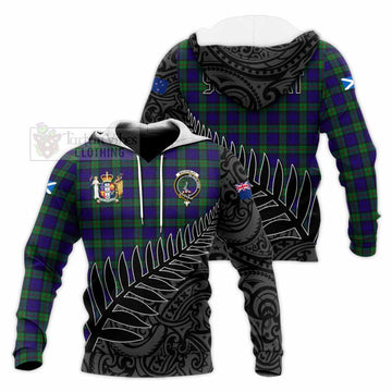 Tartan Vibes Clothing MacKinlay (McKinlay) Crest Tartan Knitted Hoodie with New Zealand Silver Fern Half Style