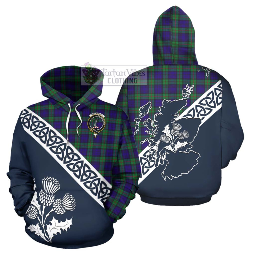 Tartan Vibes Clothing MacKinlay (McKinlay) Tartan Hoodie Featuring Thistle and Scotland Map