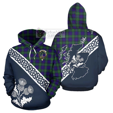 Tartan Vibes Clothing MacKinlay (McKinlay) Tartan Hoodie Featuring Thistle and Scotland Map