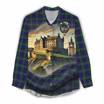 Tartan Vibes Clothing MacKinlay (McKinlay) Tartan Family Crest Women's Casual Shirt with Scottish Ancient Castle Style