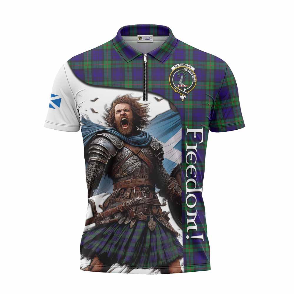 Tartan Vibes Clothing MacKinlay (McKinlay) Crest Tartan Zipper Polo Shirt Inspired by the Freedom of Scottish Warrior