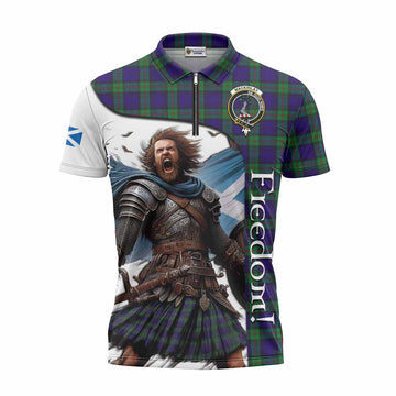 Tartan Vibes Clothing MacKinlay (McKinlay) Crest Tartan Zipper Polo Shirt Inspired by the Freedom of Scottish Warrior