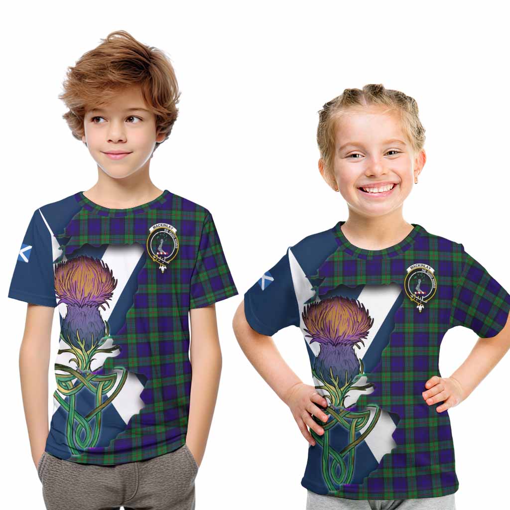 Tartan Vibes Clothing MacKinlay (McKinlay) Tartan Family Crest Kid T-Shirt Scottish Thistle Celtic Inspired