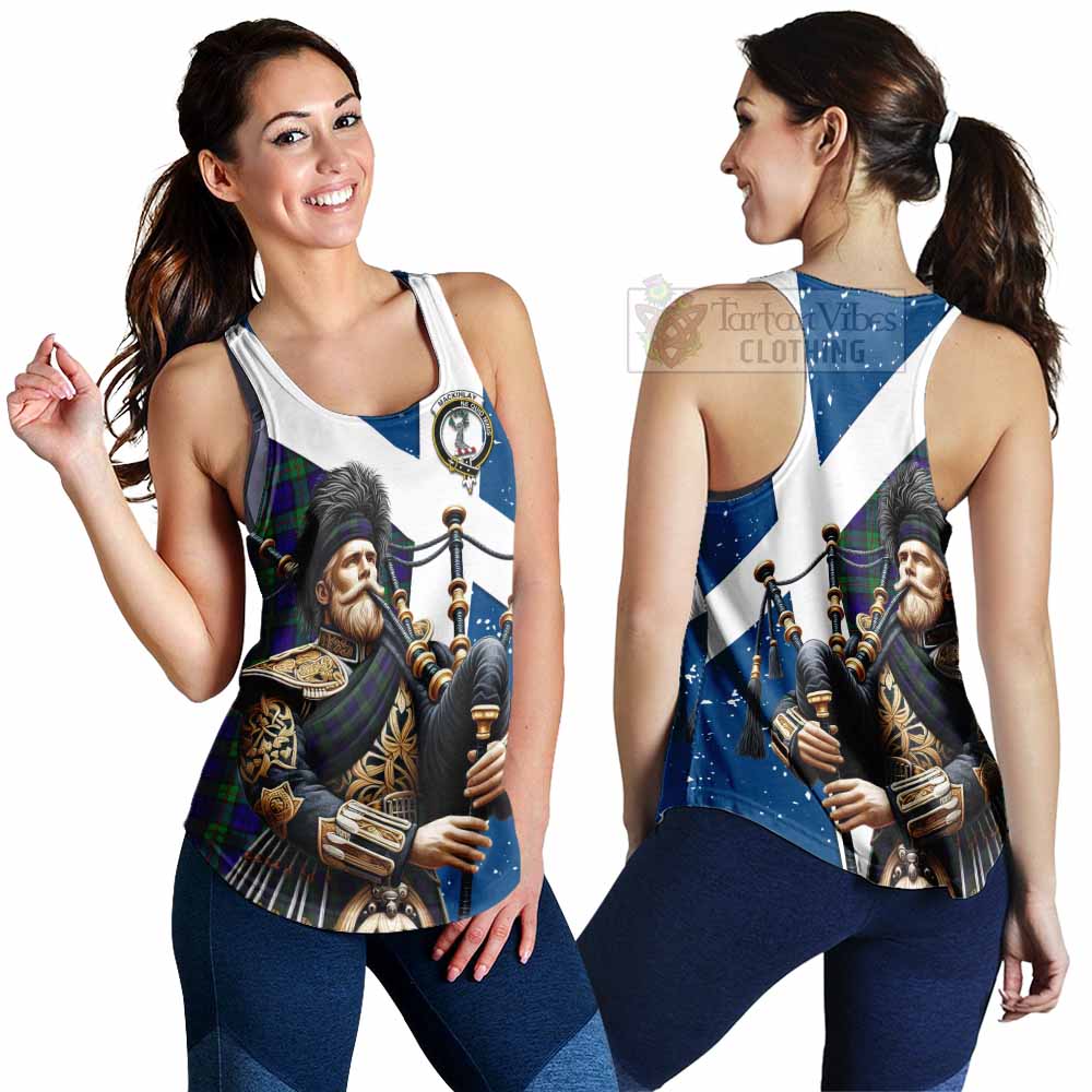 Tartan Vibes Clothing MacKinlay (McKinlay) Tartan Women's Racerback Tanks with Family Crest Scottish Bagpiper Vibes