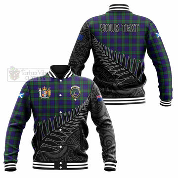 Tartan Vibes Clothing MacKinlay (McKinlay) Crest Tartan Baseball Jacket with New Zealand Silver Fern Half Style