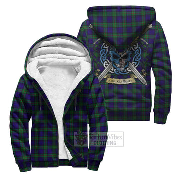 Tartan Vibes Clothing MacKinlay (McKinlay) Tartan Sherpa Hoodie with Family Crest Celtic Skull Style