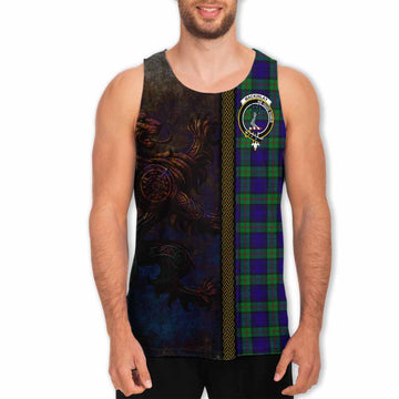 Tartan Vibes Clothing MacKinlay (McKinlay) Tartan Family Crest Men's Tank Top Alba Gu Brath Be Brave Lion Ancient Style